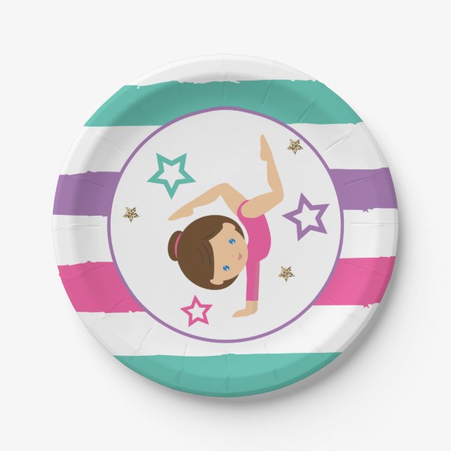 Prato De Papel Gymnástica Rapariga Púrpura Púrpura Pia Noite Pap (Frente)