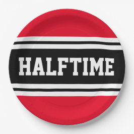 Prato De Papel HALFTIME Bright Red Black White Strips De Futebol