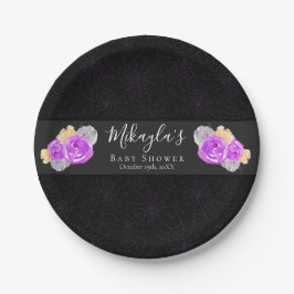 Prato De Papel Halloween A Little Boo Floral Chá de fraldas