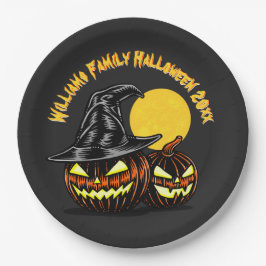 Prato De Papel Halloween Adicionar Nome da Família Ano Personaliz
