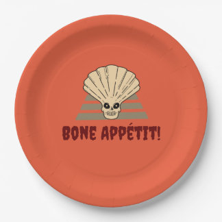 Prato De Papel Halloween assustador, appétit ósseo! Esqueleto lar