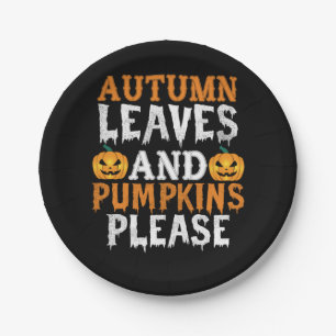 Prato De Papel Halloween Autumn Leaves E Pumpkins Aniversário