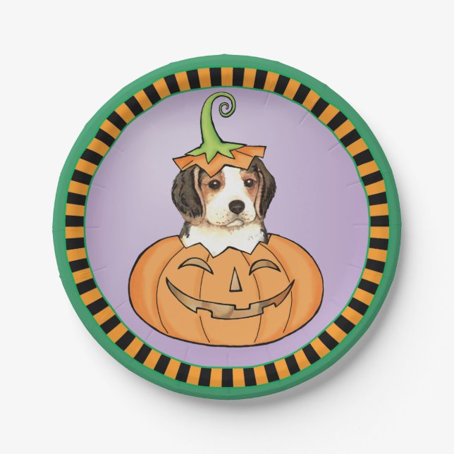 Prato De Papel Halloween Beagle (Frente)
