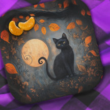 Halloween Black Cat Ornamentado Moody Moody Moon