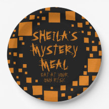 Halloween Black Orange Squares Name Spooky Comida