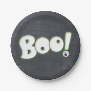 Prato De Papel Halloween Boo Lettering Chalkboard Chalk