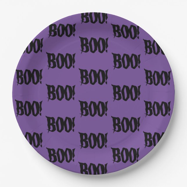 Prato De Papel Halloween BOO! Placa de papel de terceiros (Frente)