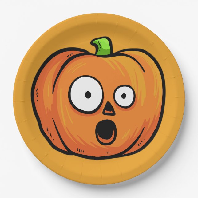 Prato De Papel Halloween Chapas de papel para abóboras 5 (Frente)