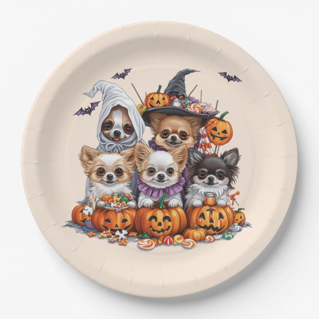 Prato De Papel Halloween Chihuahua Dogs (Frente)