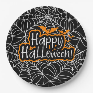 Prato De Papel Halloween Cobwebs