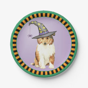 Prato De Papel Halloween Collie