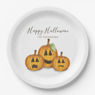 Prato De Papel Halloween Cute Pumpkins Jack O'lanterns