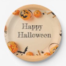 Halloween de placas de papel e festas