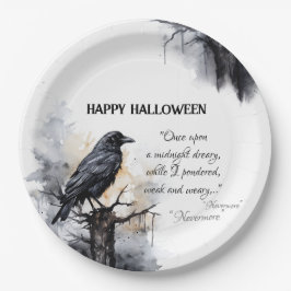 Prato De Papel Halloween de Raven Negro Assustador