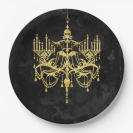 Prato De Papel Halloween Dourado Faux-Glitter Chandelier