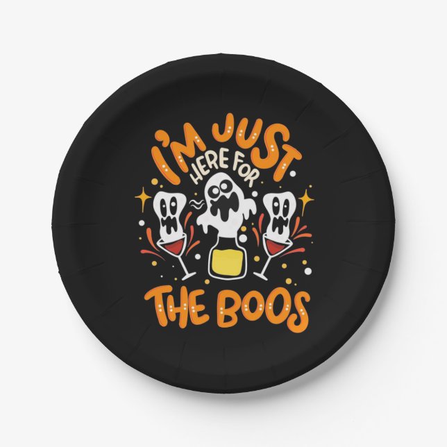 Prato De Papel Halloween Estou Aqui Para Os Boos (Frente)