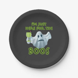 Prato De Papel Halloween Fantasma, estou aqui para os Boos