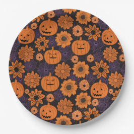 Prato De Papel Halloween Floral