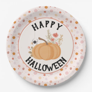 Prato De Papel Halloween Floral Rosa Bonito