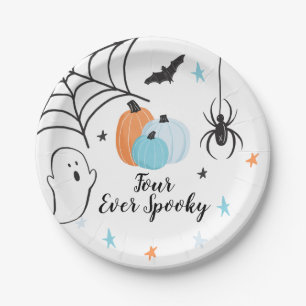Prato De Papel Halloween Four Eterno Spooky Birthday Blue Pumpkin