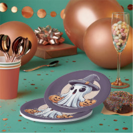 Prato De Papel Halloween: Geist mit Kürbissen - 