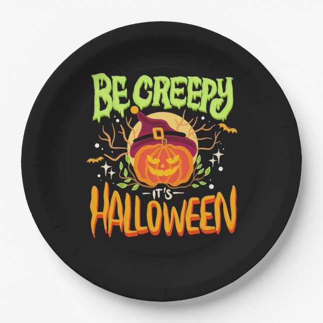Prato De Papel Halloween Gift | Seja Assustador É Halloween (Frente)