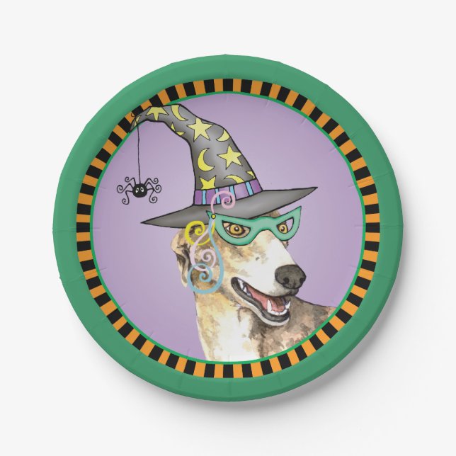 Prato De Papel Halloween Greyhound (Frente)
