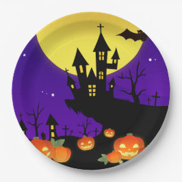 Prato De Papel Halloween Haunted House