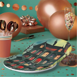 Prato De Papel Halloween Haunted House