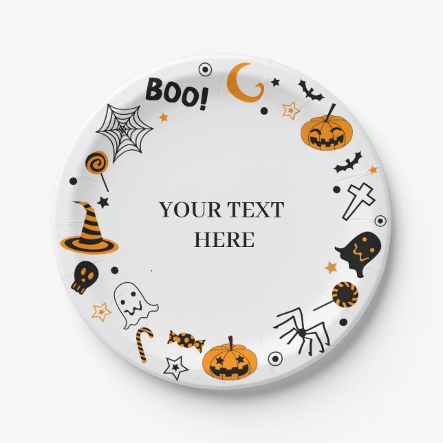 Prato De Papel Halloween Ilustrado (Frente)