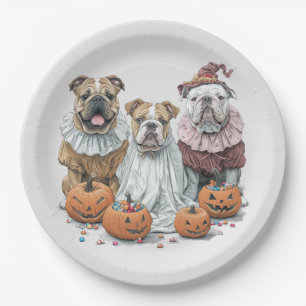 Prato De Papel Halloween Inglês Bulls Pumpkin