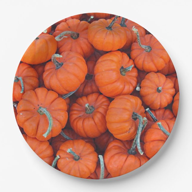 Prato De Papel Halloween Mini Pumpkin Fall Autumn Patterno (Frente)