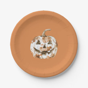 Prato De Papel Halloween Ocidental Cowgirl Cowboy Laranja Abóbora