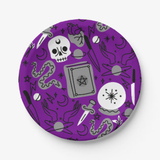 Prato De Papel halloween oculto mágico místico esotérico roxo