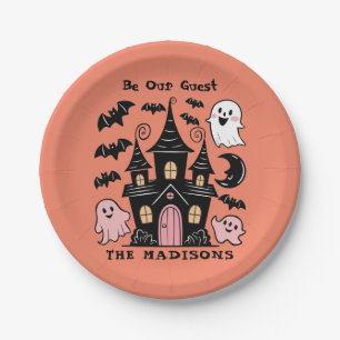 Prato De Papel Halloween Personalizado Seja Nosso Convidado Desca