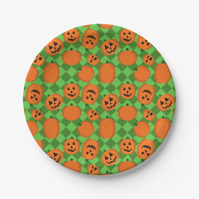 Prato De Papel Halloween Pumpkins (Frente)