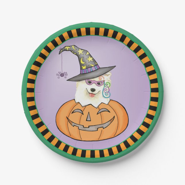 Prato De Papel Halloween Samoyed (Frente)