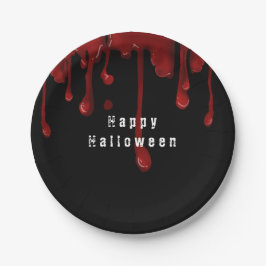 Prato De Papel Halloween Sangue Pingando