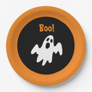 Prato De Papel Halloween Scary Engraçado Feriado Ghost diz Boo