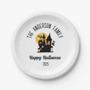 Prato De Papel Halloween Scary Hunted House Nome Personalizado