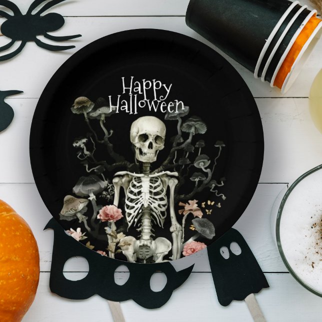 Prato De Papel Halloween Skeleton Haunted Forest Black (Criador carregado)
