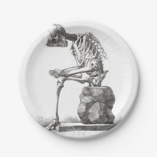 Prato De Papel Halloween Skeleton Sitting Anatomia