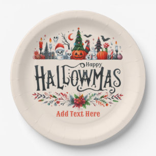 Prato De Papel Hallowmas Halloween Mashup de Natal