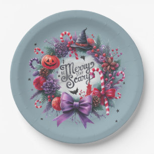 Prato De Papel Hallowmas Wreath Feliz de Natal assustador