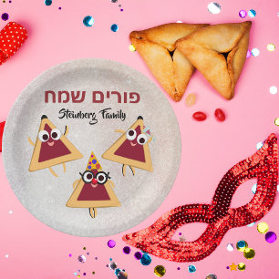 Prato De Papel Hamantaschen Hamentash Hebraico Feliz Purim