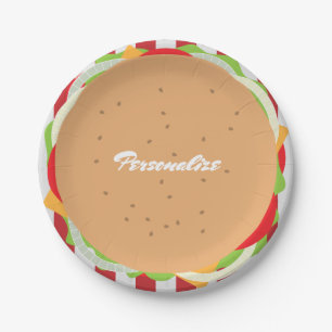 Prato De Papel Hamburger cheeseburger fofo café lanchonete listra