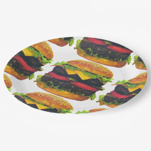Prato De Papel Hamburger de luxe dobro com as placas de papel do