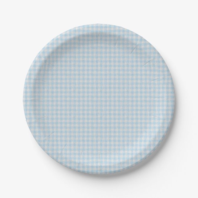 Prato De Papel HAMbyWG - Placa de Papel - Gingham Azul Bebê (Frente)