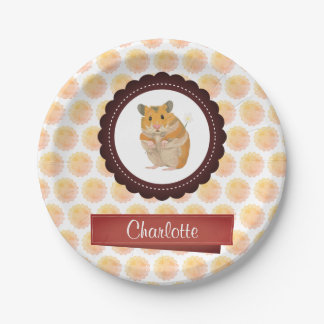 Prato De Papel Hamster de Garotas Vermelhas e Rosa