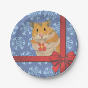 Prato De Papel Hamster do Natal dos flocos de neve